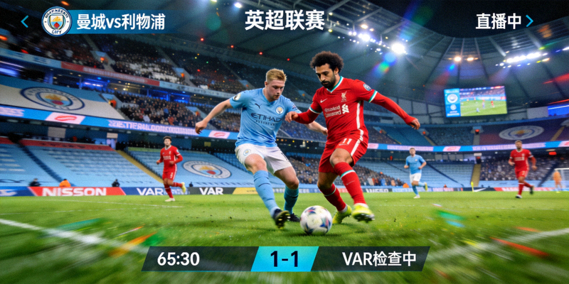 曼城对阵利物浦英超焦点赛事直播画面