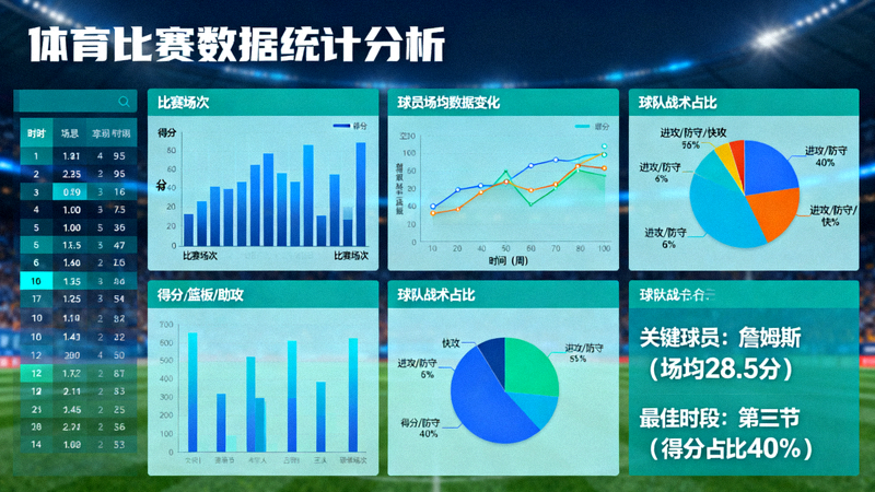 体育比赛数据统计图表与分析界面